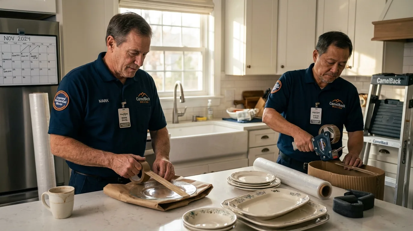Professional crew packing kitchen dishware in Lake Wales, FL